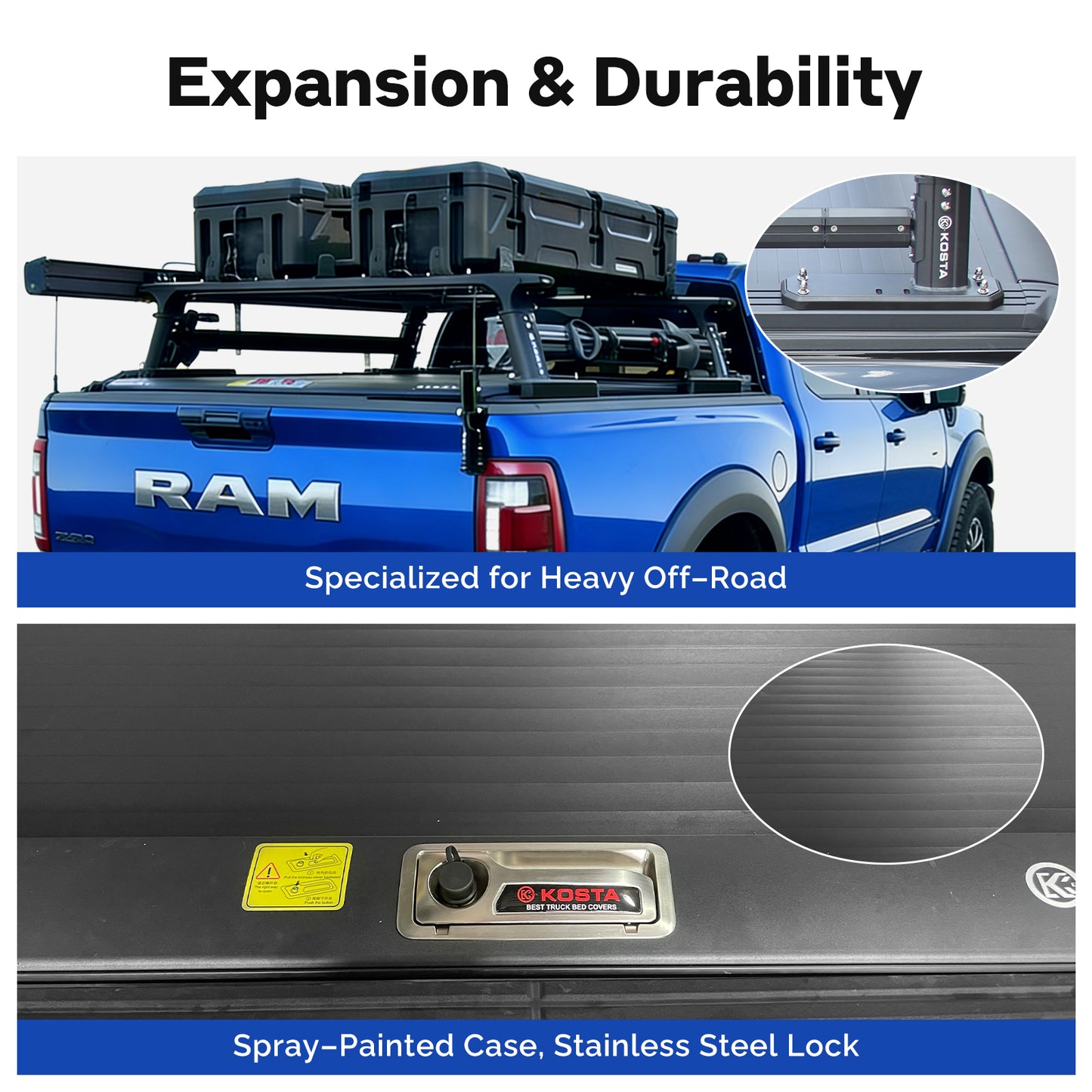 KOSTA Manual Retractable Truck Bed Cover - Ram 1500