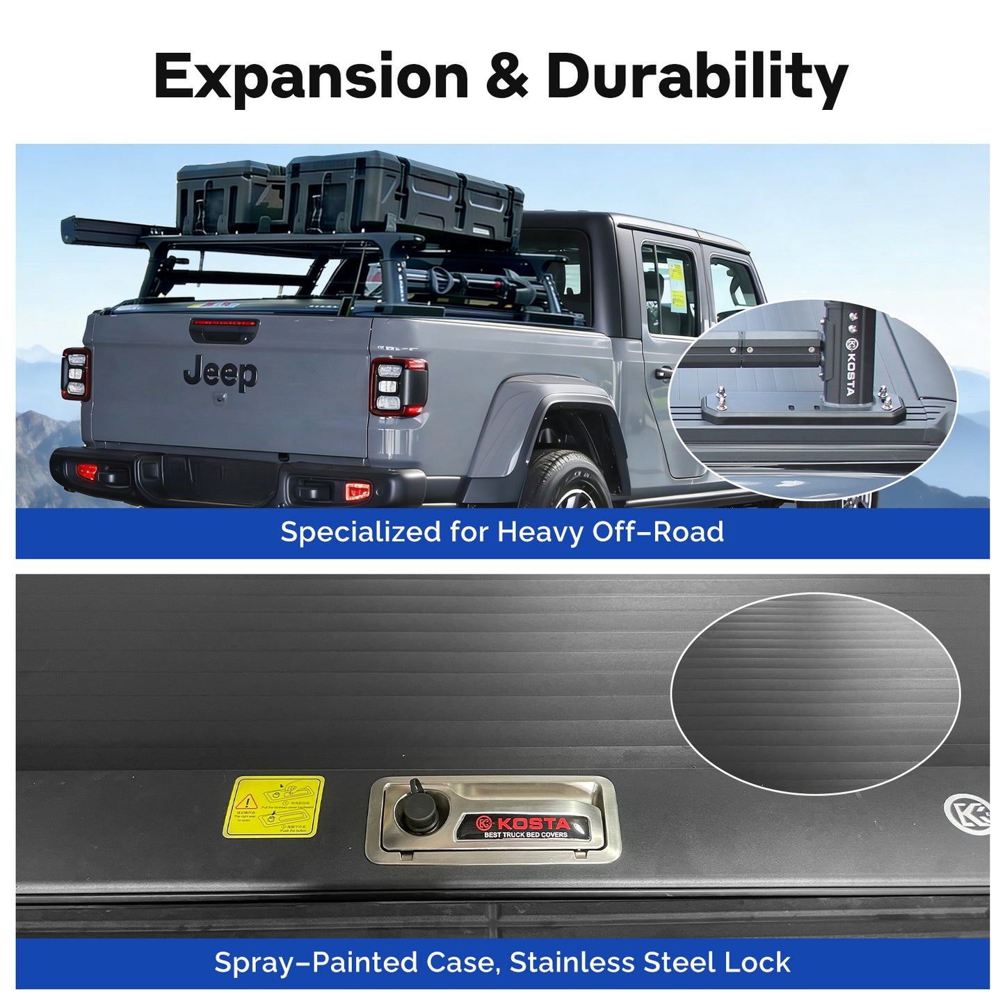KOSTA Manual Retractable Truck Bed Cover - Jeep Gladiator