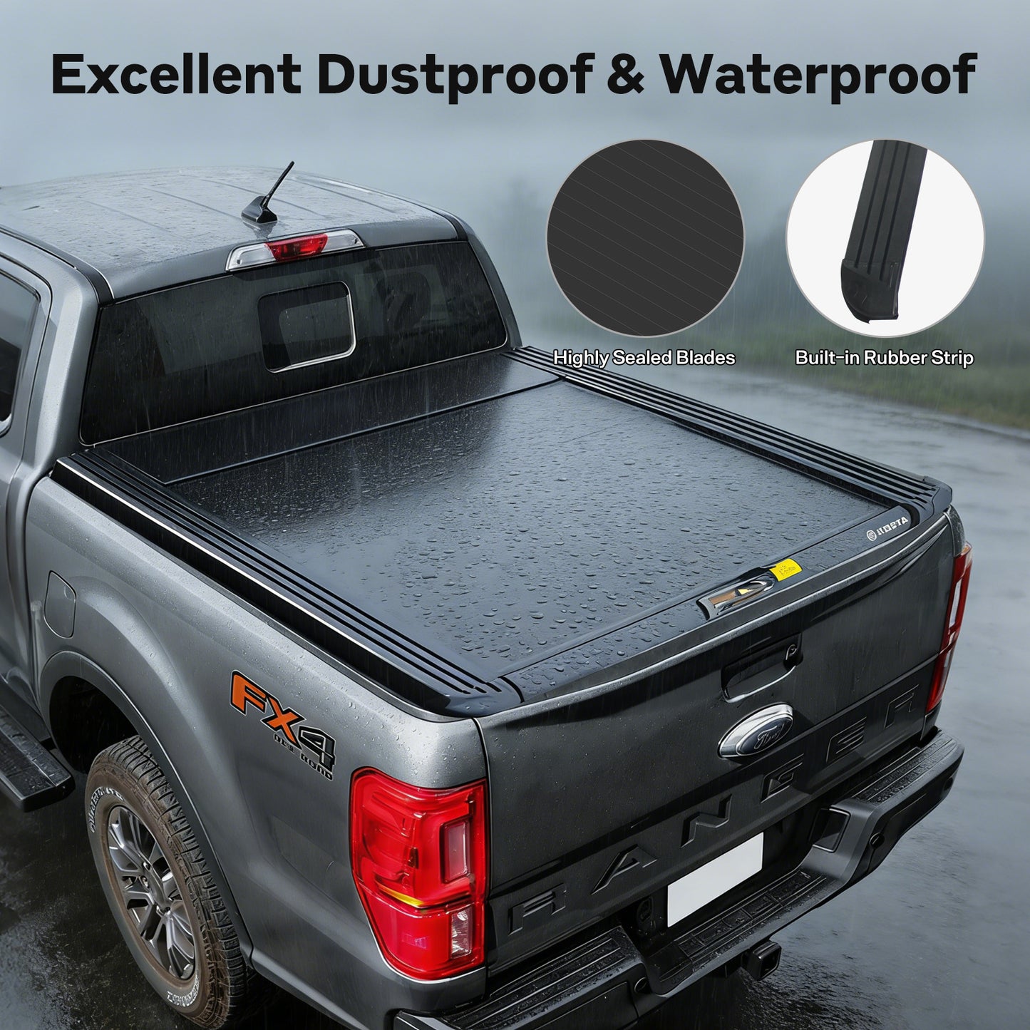 KOSTA Manual Retractable Truck Bed Cover - Ford Ranger