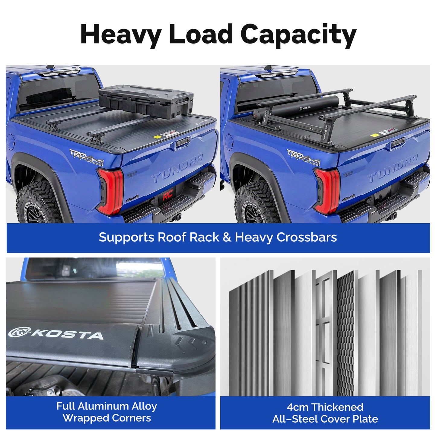 KOSTA Manual Retractable Truck Bed Cover - Toyota Tundra