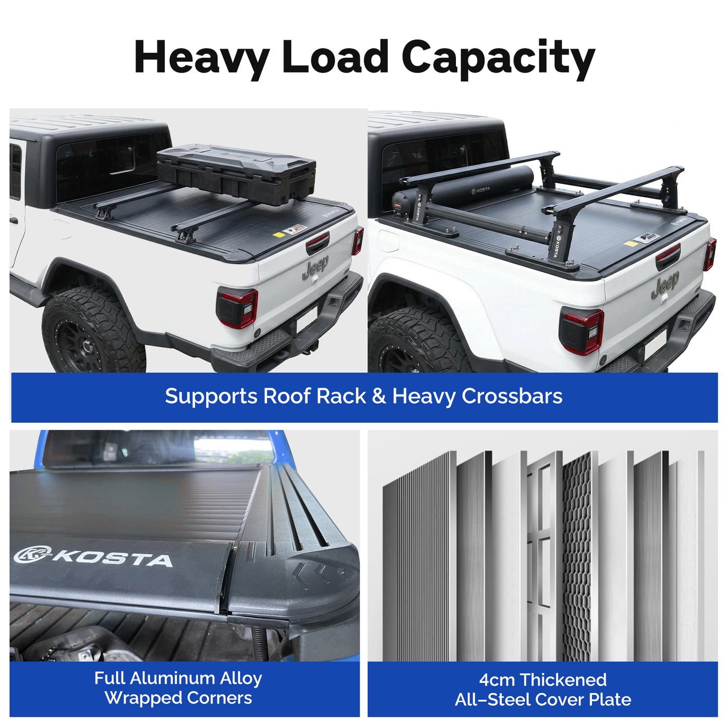 KOSTA Manual Retractable Truck Bed Cover - Jeep Gladiator