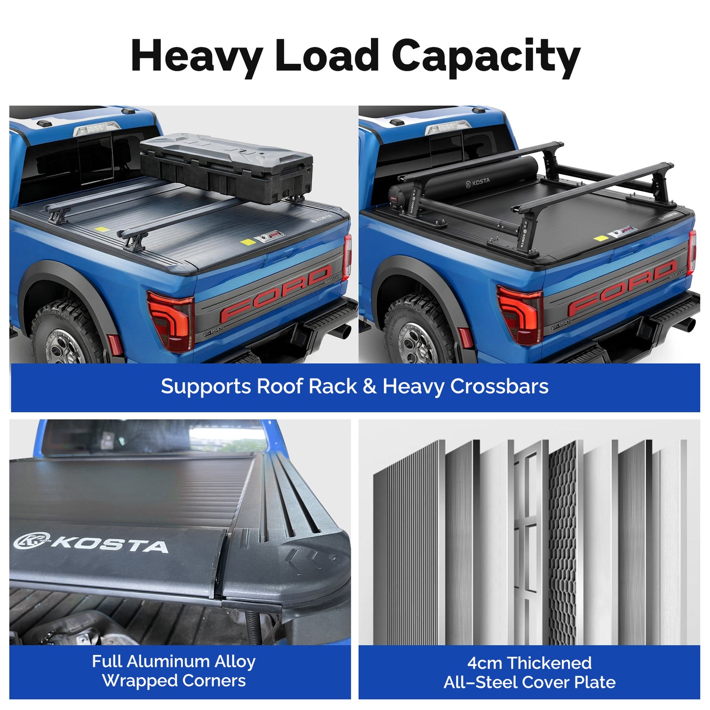 KOSTA Manual Retractable Truck Bed Cover - Ford F-150