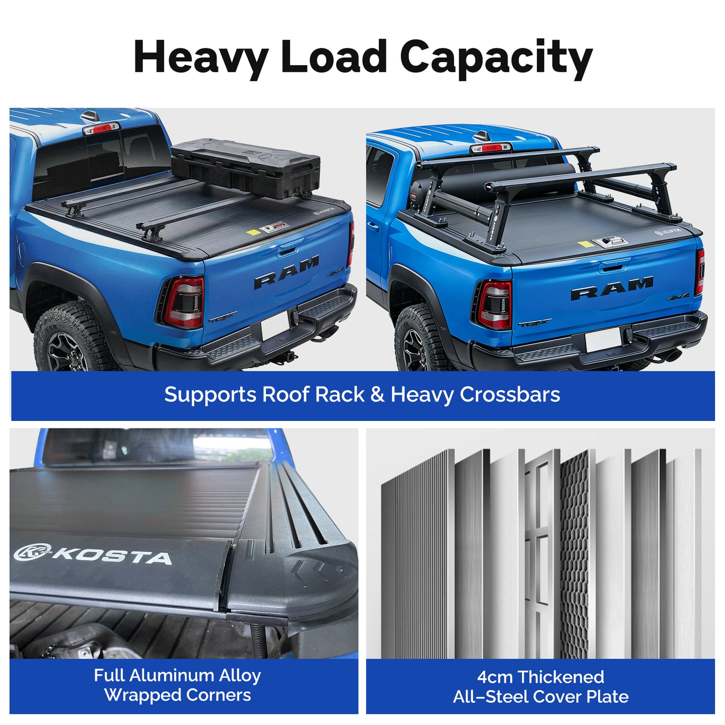 KOSTA Manual Retractable Truck Bed Cover - Ram 1500