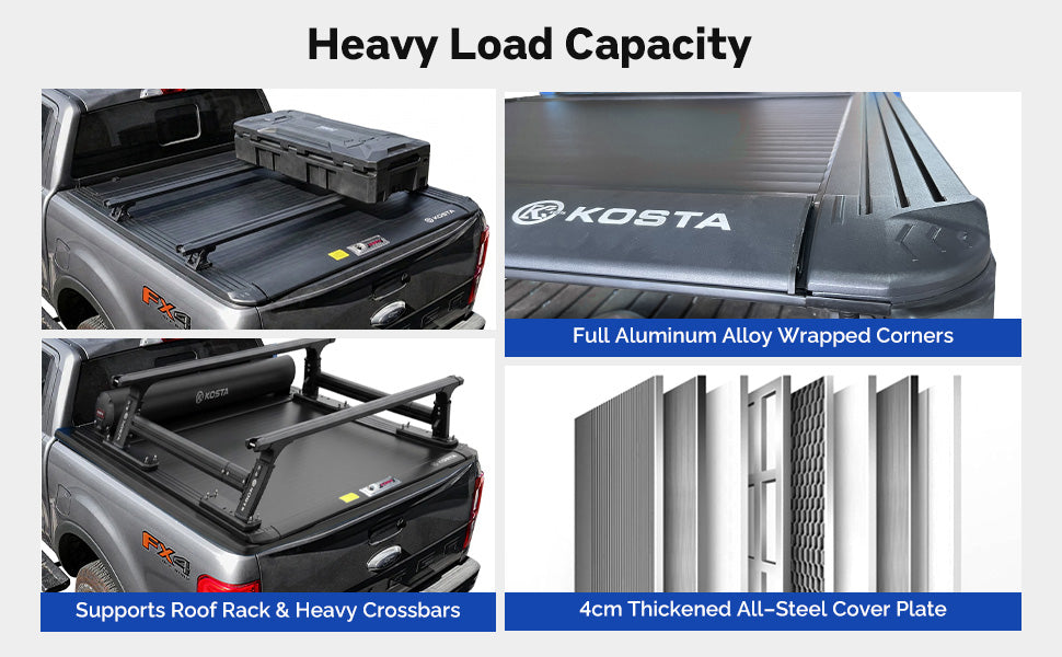KOSTA Manual Retractable Truck Bed Cover - Ford Ranger