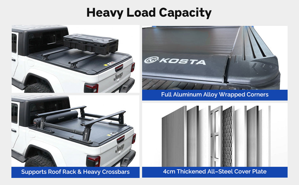 KOSTA Manual Retractable Truck Bed Cover - Jeep Gladiator