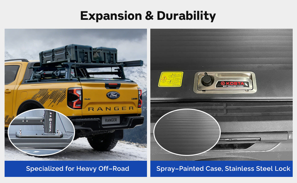 KOSTA Manual Retractable Truck Bed Cover - Ford Ranger