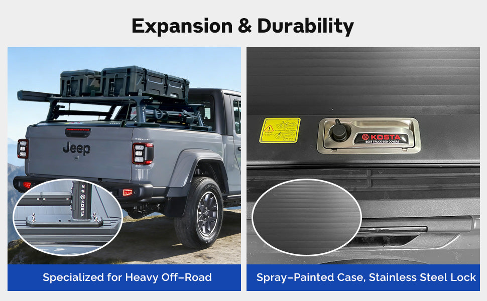 KOSTA Manual Retractable Truck Bed Cover - Jeep Gladiator
