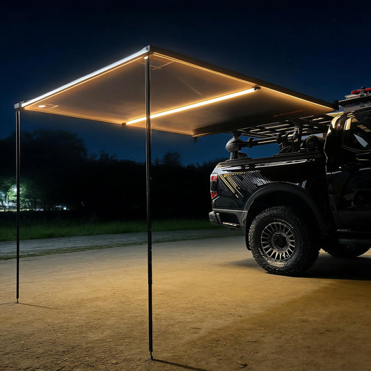 KOSTA Black Aluminum Hard-Shell Awning (2m，LED Light)