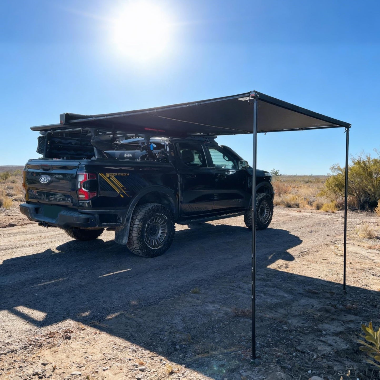 KOSTA Black Aluminum Hard-Shell Awning (2m，LED Light)