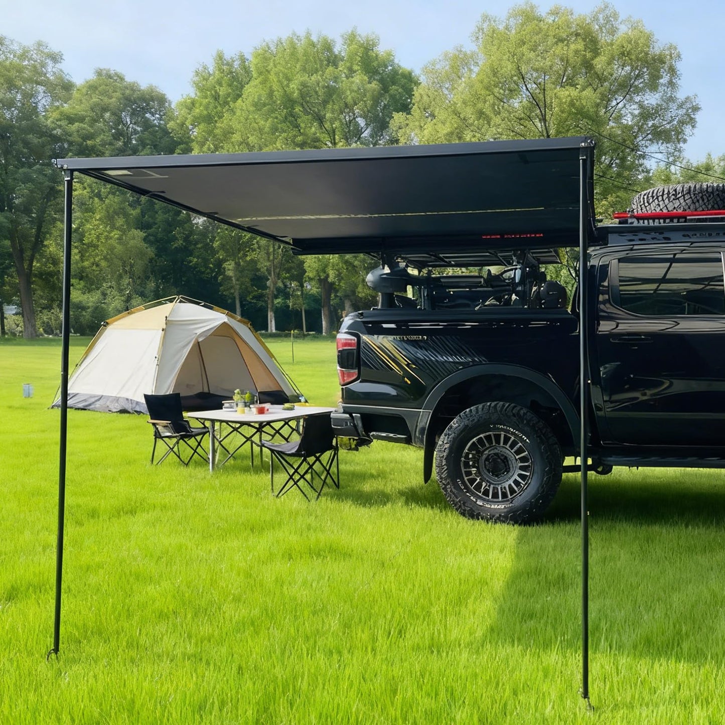 KOSTA Black Aluminum Hard-Shell Awning (2m，LED Light)